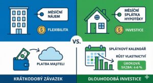 Srovnání nájmů a splátek hypoték (2025/2026)